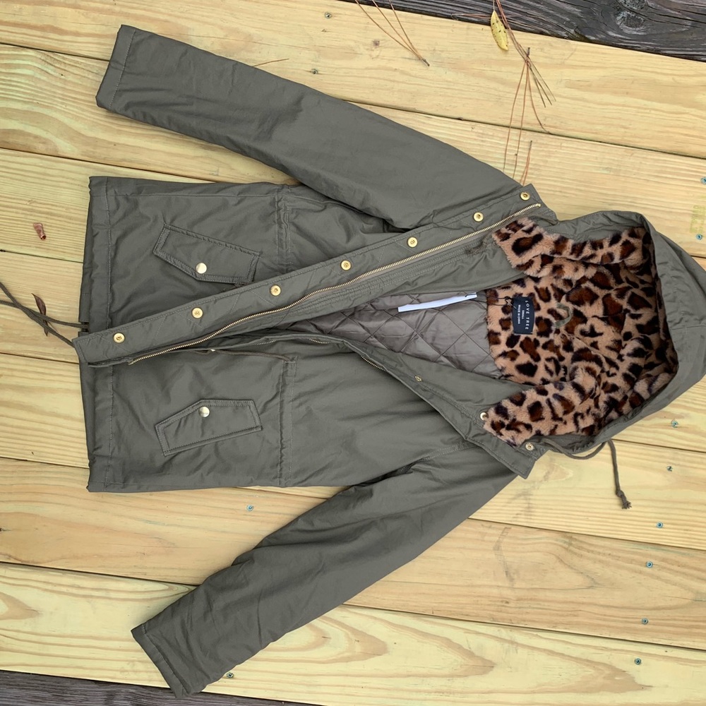 😍Olive Leopard Anorak Utility Jacket 🧥 - Picture 3 of 6